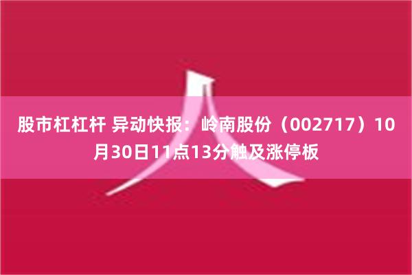 股市杠杠杆 异动快报：岭南股份（002717）10月30日11点13分触及涨停板