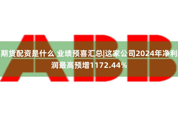 期货配资是什么 业绩预喜汇总|这家公司2024年净利润最高预增1172.44%